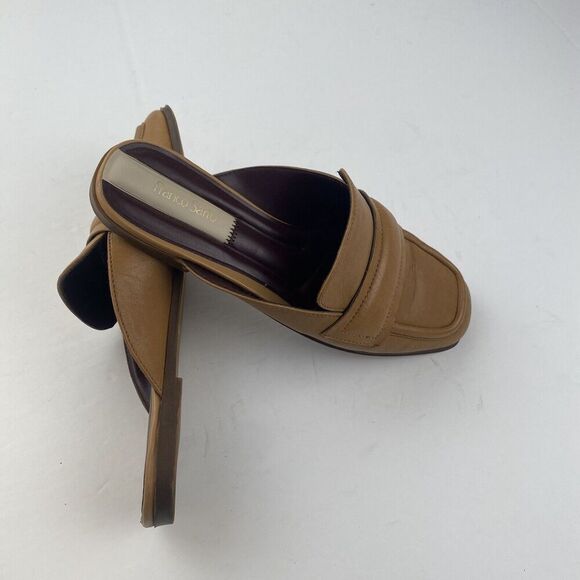 Franco Sarto Womens Duval Slip On Mule Shoes Size 7.5 M Tan Leather Square Toe - Picture 4 of 16